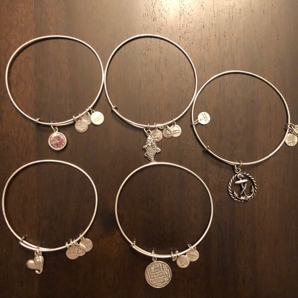 Lot of Alex & Ani bracelets in silver